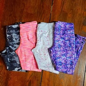 Set of 4 Athletic Girl's Leggings / All size 7-8
